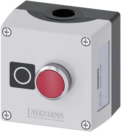 Produktfoto 1 von Siemens SIRIUS ACT 3SU18 Drucktaster-Steuerstation SPST Rot Metall, IP69, IP66, IP67 Kunststoff Grau Ø 22 mm O