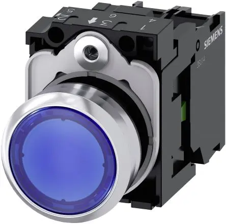 Produktfoto 1 von Siemens SIRIUS ACT 3SU11 Druckschalter Beleuchtet Trennplatte Ø 22 mm, SPST Blau, IP66, IP67, IP69K