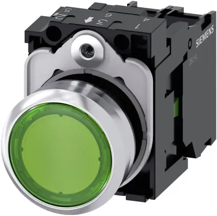 Produktfoto 1 von Siemens SIRIUS ACT 3SU11 Druckschalter Beleuchtet Trennplatte Ø 22 mm, SPST Grün, IP66, IP67, IP69K
