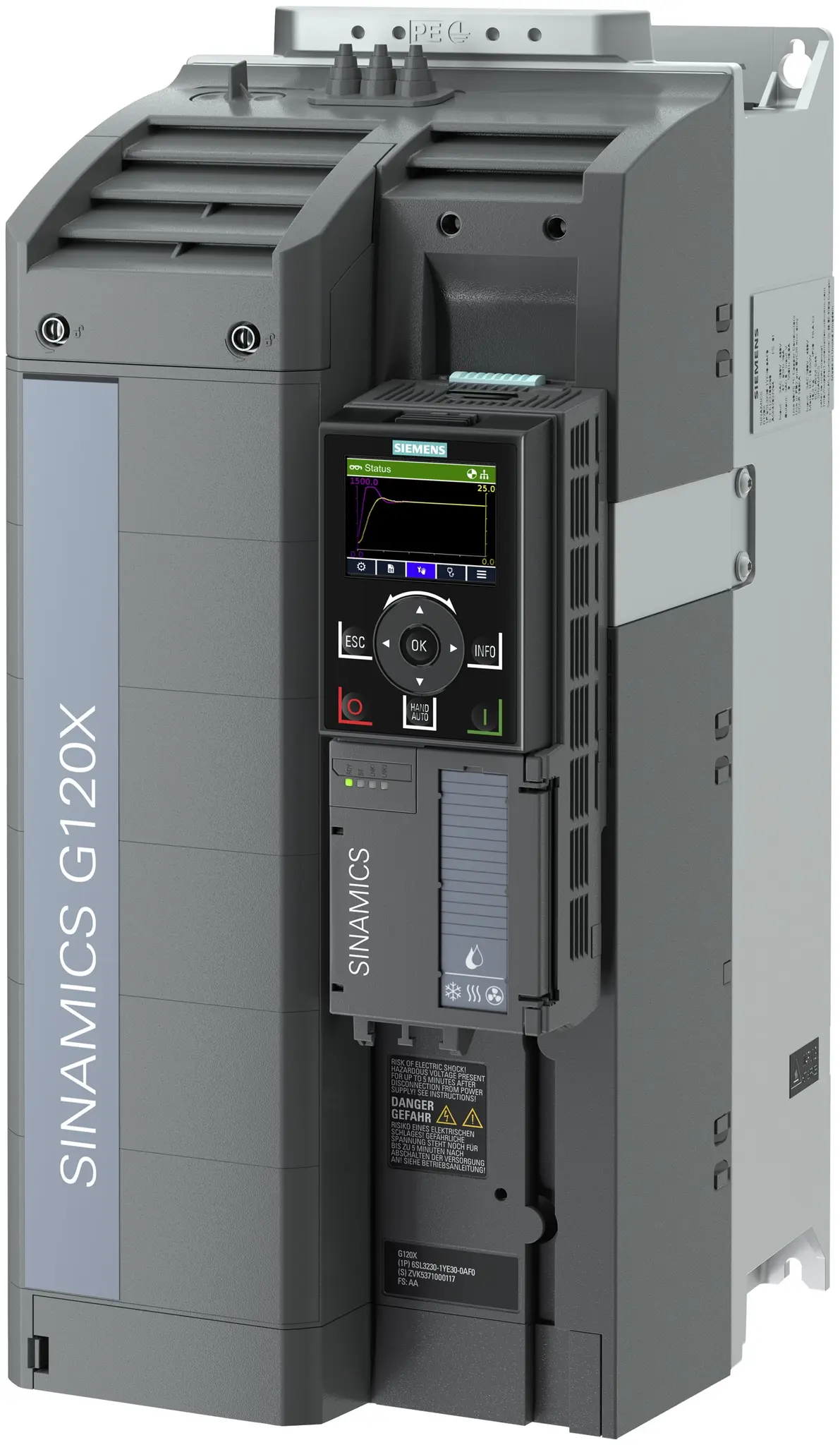 Produktfoto 1 von Siemens SINAMICS G120X 3-Phasen Frequenzumrichter 22 kW 480 V 12 A 550Hz