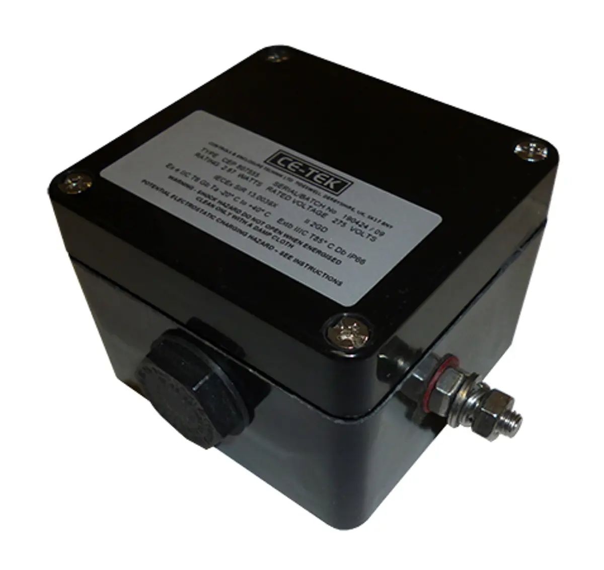 Produktfoto 1 von CE-TEK CEP GF Polyester Abzweigdose Schwarz IP66 IECEx Breite 55 mm Höhe 80 mm Länge 75 mm