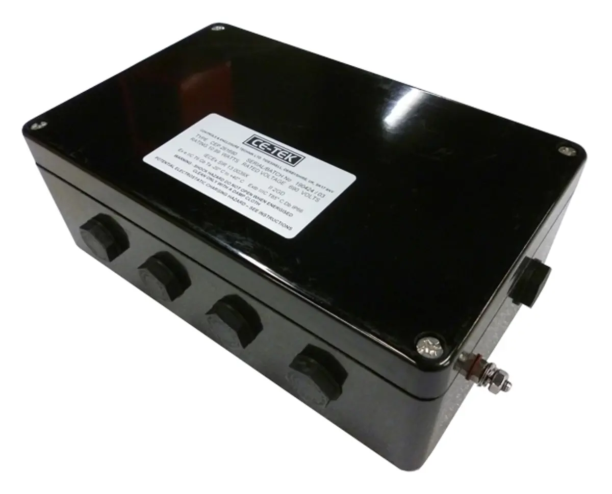 Produktfoto 1 von CE-TEK CEP-PA GF Polyester Abzweigdose Schwarz IP66 IECEx Breite 90 mm Höhe 260 mm Länge 160 mm
