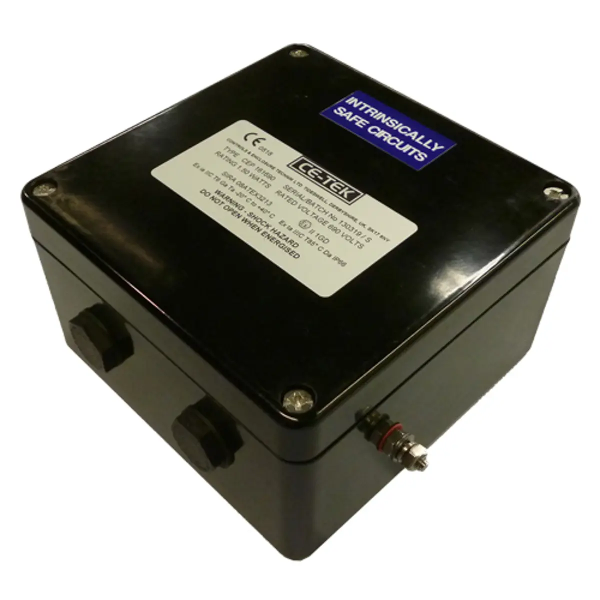 Produktfoto 1 von CE-TEK CEP-PA GF Polyester Abzweigdose Schwarz IP66 15 Ex ia, ATEX Breite 90 mm Höhe 160 mm Länge 160 mm