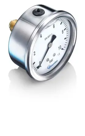 Produktfoto 1 von Bourdon MIT3 Manometer 63 mm 0 bar → 100 bar ±1.6 % Edelstahl Gehäuse G 1/4