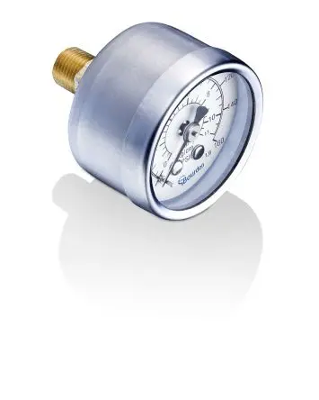 Bourdon MTR Manometer 40 mm 0 bar → 4 bar ±1.6 % Edelstahl Gehäuse 1/4 in NPT