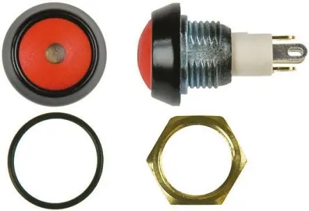 Produktfoto 1 von ITW 59 Miniaturdruckschalter Rot Beleuchtet Tastend Panel Ø 13.6 mm, SPST / 400mA 50 V dc 125 V ac, IP67