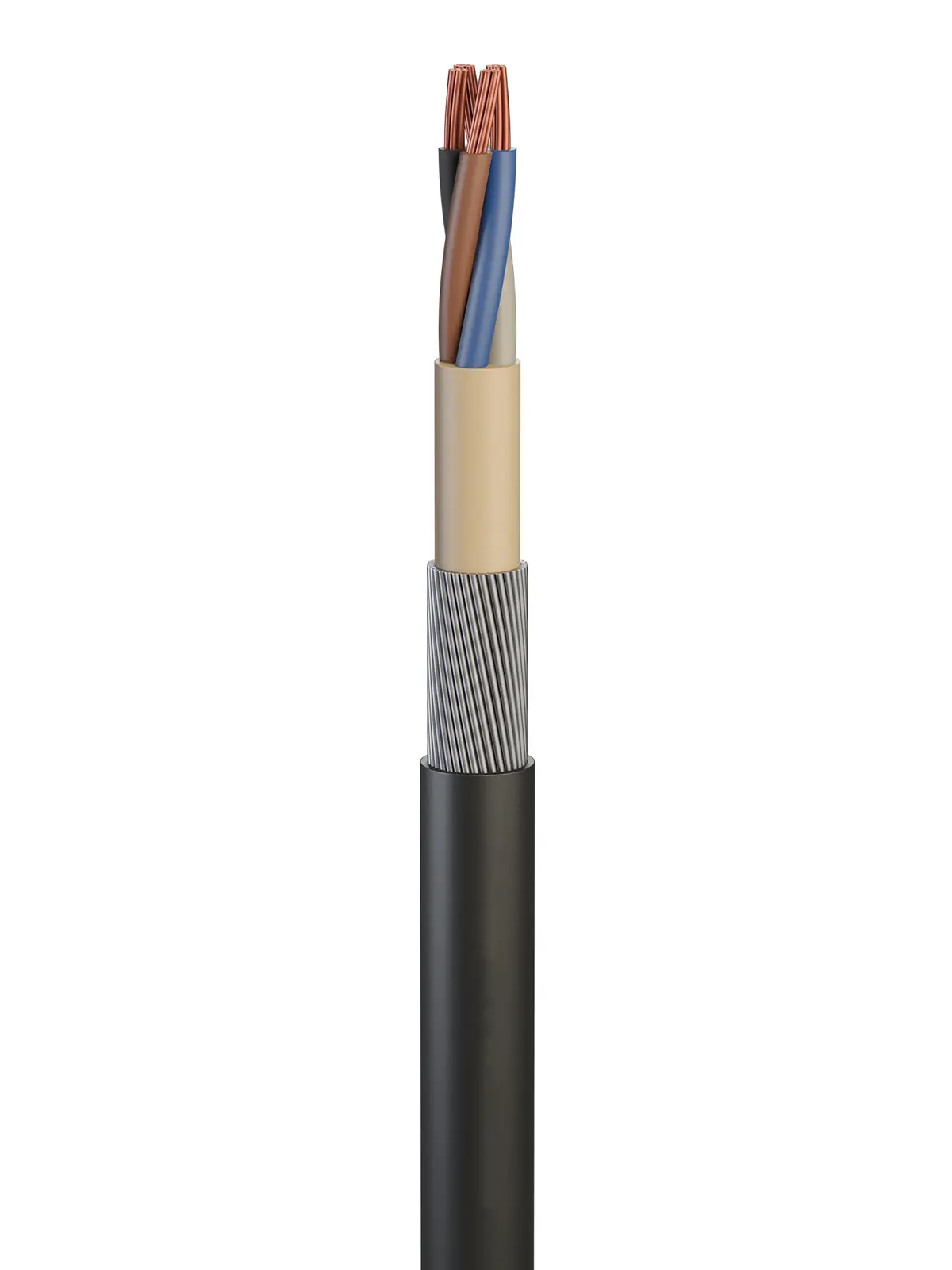 Produktfoto 1 von RS PRO Netzkabel, 5-adrig /Ø 17.9 mm Außen-ø , 100 m 90 °C, 1000, 600 V, Vernetztes Polyethylen
