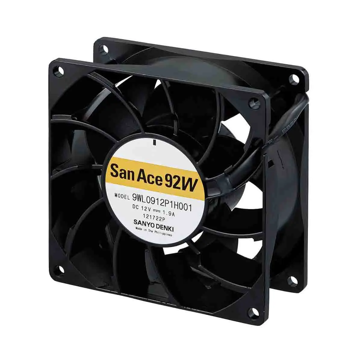 Produktfoto 1 von Sanyo Denki 9WL DC-Axiallüfter, Kugellager, 24 V dc / 22.8W, 92 x 92 x 38mm, 9000U/min, 3.7m³/min