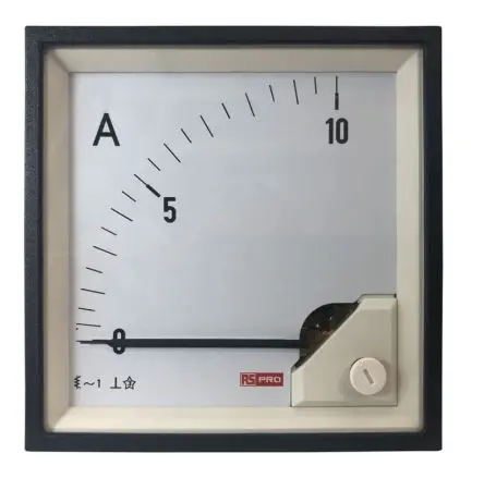 Produktfoto 1 von RS PRO Amperemeter 10 A AC Dreheisen, 92 mm x 92 mm T. 54 mm / 1 %