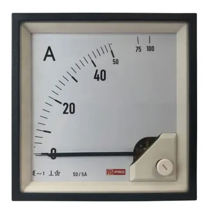 RS PRO RS PRO Amperemeter 100 A AC Dreheisen, 92 mm x 92 mm T. 62 mm / 1 %