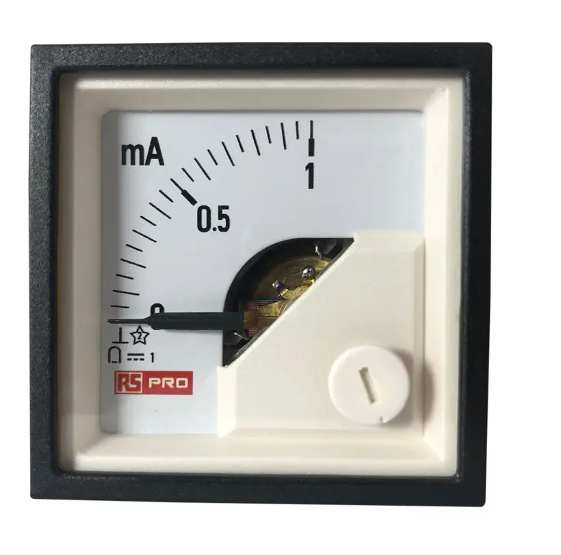 Produktfoto 1 von RS PRO RS PRO Amperemeter 100 A DC Drehspul, 45 mm x 45 mm T. 54 mm / 1 %