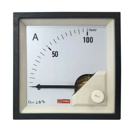 Produktfoto 1 von RS PRO RS PRO Amperemeter 100 A DC Drehspul, 68 mm x 68 mm / 1 %