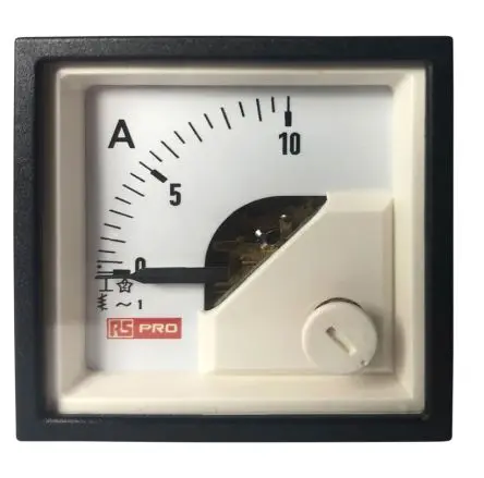 Produktfoto 1 von RS PRO Amperemeter 10 A AC Dreheisen, 45 mm x 45 mm T. 54 mm / 1 %