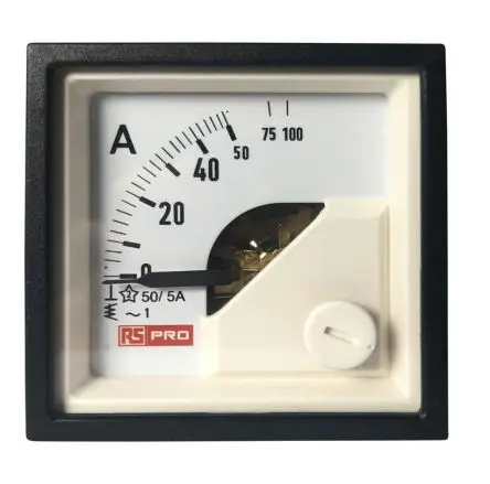 Produktfoto 1 von RS PRO RS PRO Amperemeter 100 A AC Dreheisen, 45 mm x 45 mm T. 72 mm / 1 %
