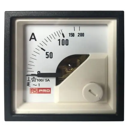 Produktfoto 1 von RS PRO RS PRO Amperemeter 100 A AC Dreheisen, 45 mm x 45 mm T. 72 mm / 1 %