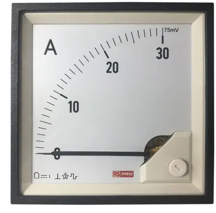 Produktfoto 1 von RS PRO RS PRO Amperemeter DC Drehspul, 92 mm x 92 mm T. 67 mm / 1 %