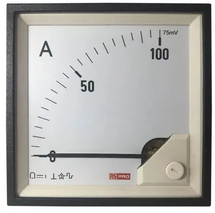Produktfoto 1 von RS PRO RS PRO Amperemeter DC Drehspul, 96 mm x 96 mm T. 67 mm / 1 %