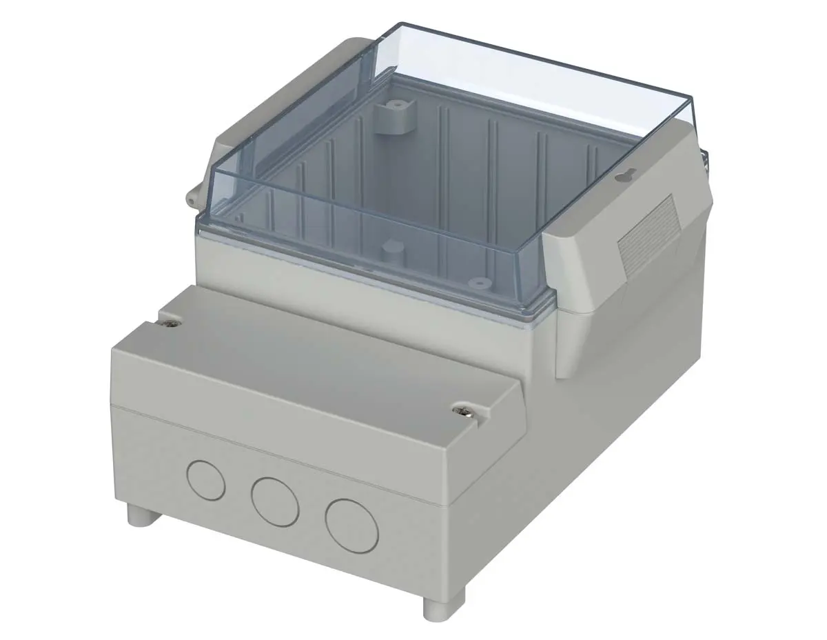 Produktfoto 1 von Bopla RegloCard-Plus Polycarbonat, ABS Wandanschlusskasten Hellgrau IP65 Transparente Tür, HxBxT 131 mm, 186 mm x 103 mm