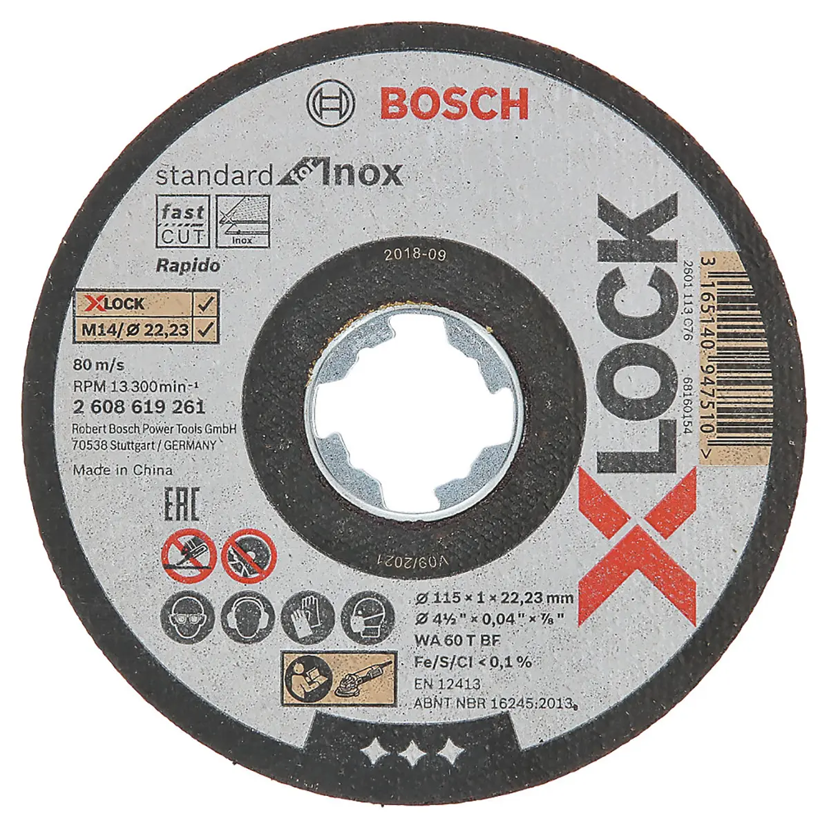 Produktfoto 1 von Bosch X Lock Siliziumkarbid Ø 115 mm / Stärke 1.6 mm, Korngröße 25 Sehr Fein 25 Per Pack
