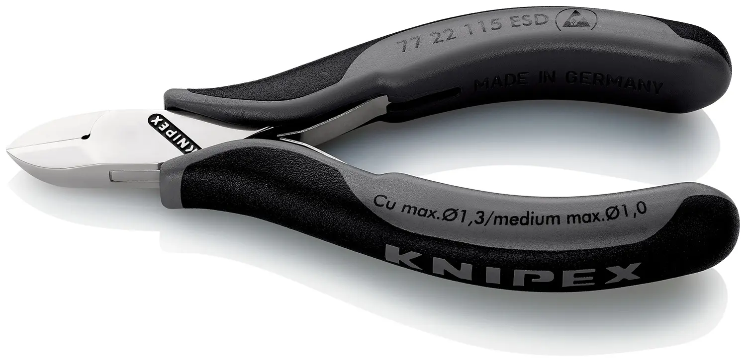 Produktfoto 1 von Knipex Knipex ESD-Sicherheit Ohne abgeflachte Kante Seitenschneider Schließer (NO) 115 mm / Backen 10mm, Schneidleistung