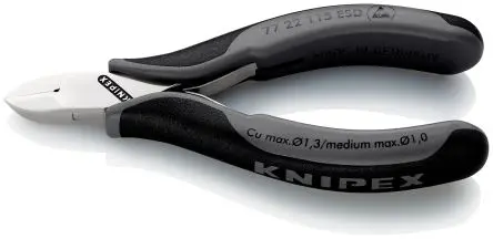 Produktfoto 1 von Knipex Knipex ESD-Sicherheit Ohne abgeflachte Kante Seitenschneider Schließer (NO) 115mm / Backen 10mm, Schneidleistung