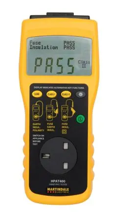 Produktfoto 1 von Martindale HPAT400/2, Pass/Fail PAT, Gerätetester, Prüfung Automatisch, Klasse II, Klasse I