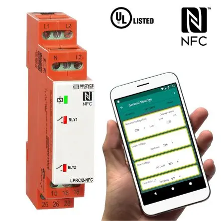 Produktfoto 1 von Broyce Control L NFC-Überwachungsrelais 3-phasig, 1-poliger Umschalter DIN-Hutschiene