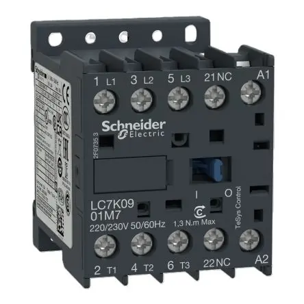 Produktfoto 1 von Schneider Electric TeSyS K Schütz 220V ac-Spule, 3-polig, 690V ac / 20 A 230V 4 kW 3 Schließer Motorsteuerung