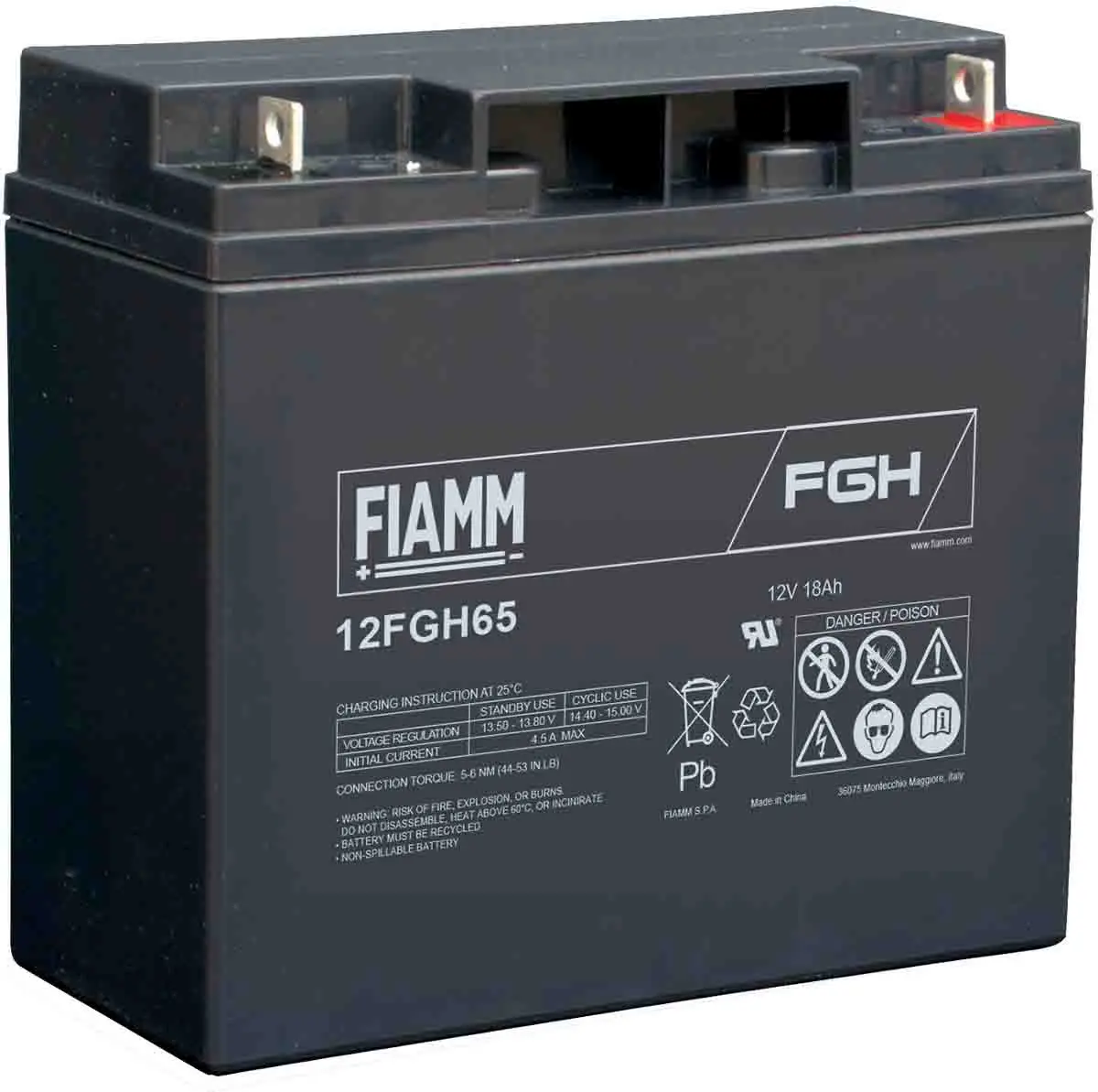Produktfoto 1 von Fiamm Abgedichteter Bleiakku, 12V / 18Ah, 181 x 76 x 167mm