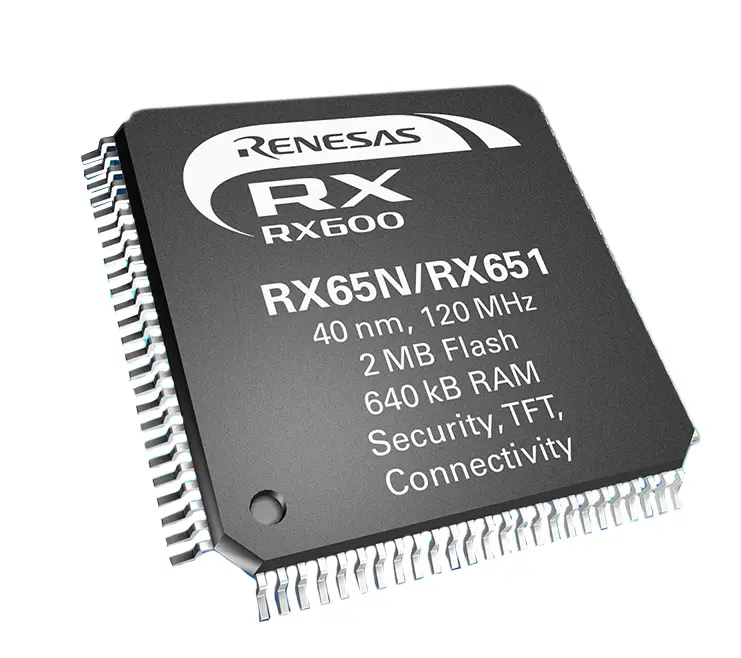 Produktfoto 1 von Renesas Electronics Mikrocontroller RX651 RXv2 32 bit Oberfläche 2MB Flash TFBGA 64-Pin 120 MHz 640 kB RAM