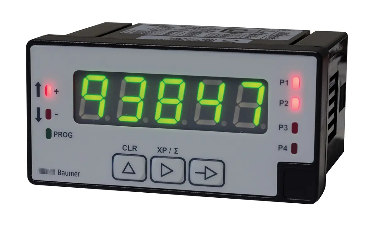 Produktfoto 1 von Baumer NE1218 LED-Display Bidirektional Zähler 5-stellig Frequenz, Impuls, Zeit max. 15kHz 10,5→ 70 V dc,