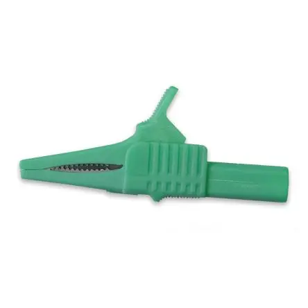 Produktfoto 1 von Mueller Electric Vernickelte 19 mm Krokodilklemme, Grün, 30A Nylon Isoliert