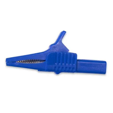Produktfoto 1 von Mueller Electric Vernickelte 19 mm Krokodilklemme, Blau, 30A Nylon Isoliert