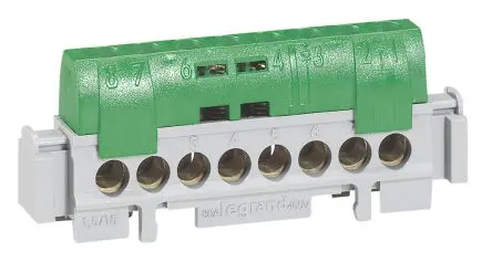 Produktfoto 1 von Legrand Verteilerblock 8-polig / 400V 80A, Polycarbonat Grün, IP20