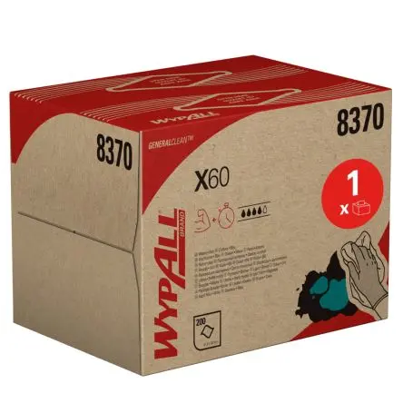 Produktfoto 1 von WYPALL WypAll® X60 General Clean™ 8370 Lappen für Industrielle Reinigung Rahmenklemme Trocken 200 pro Paket Stk. Blau,