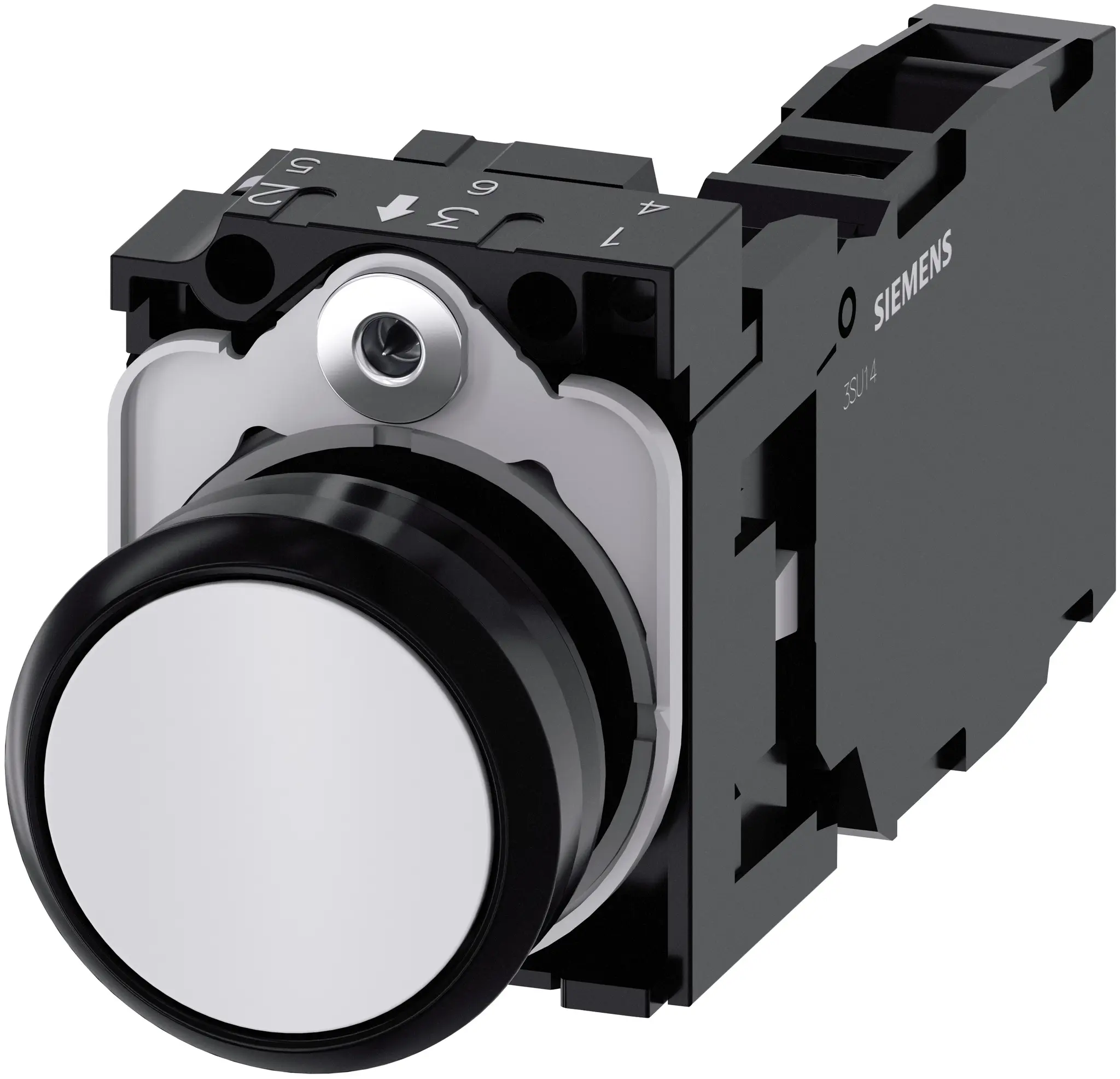 Produktfoto 1 von Siemens SIRIUS ACT 3SU11 Druckschalter Tastend Trennplatte Ø 22 mm, 1-poliger Umschalter / 10 A 500 V dc 500 V ac