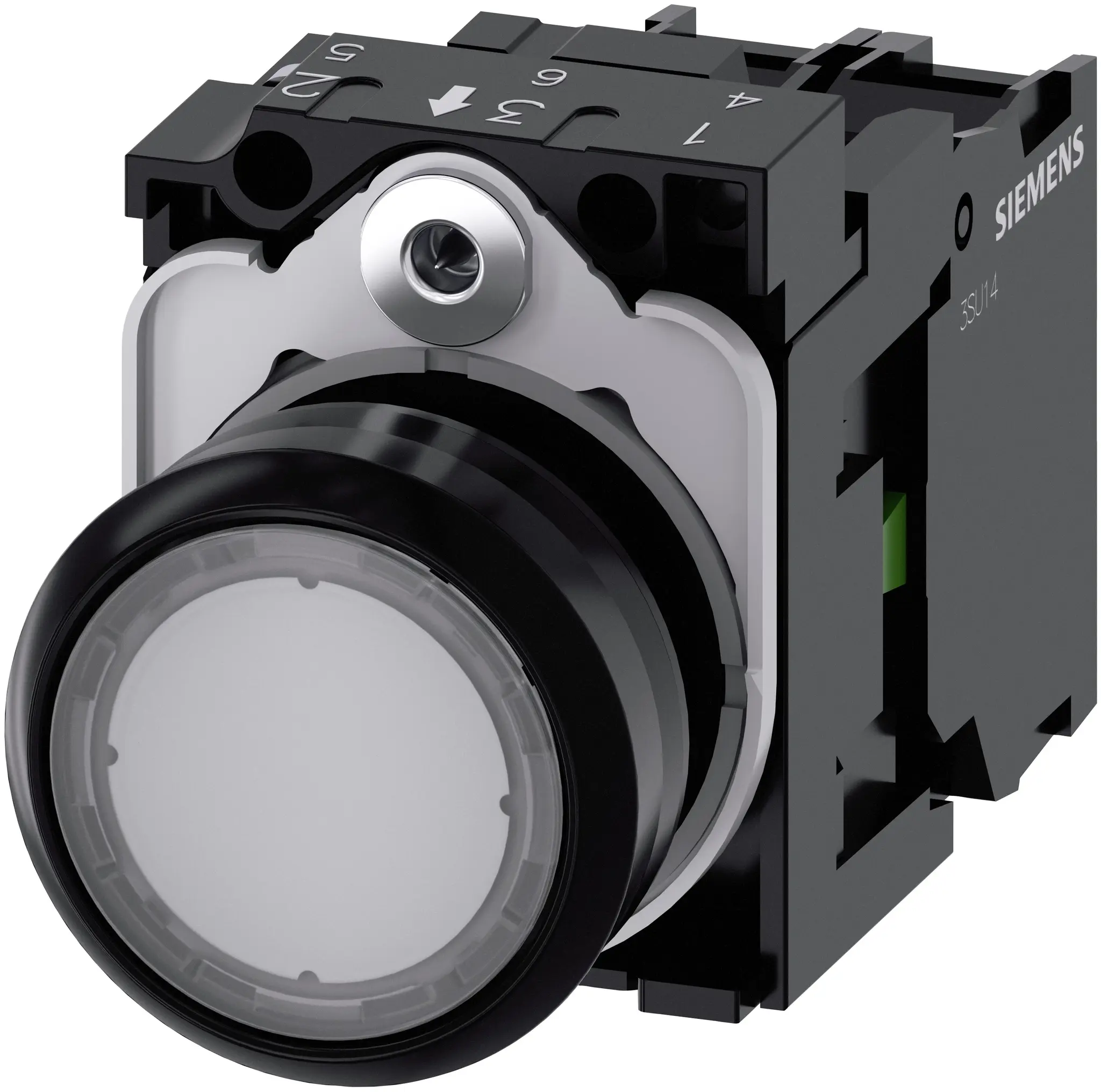 Produktfoto 1 von Siemens SIRIUS ACT 3SU11 Druckschalter Weiß Beleuchtet Tastend Trennplatte Ø 22 mm, SPST / 10 A 500 V dc 500 V ac