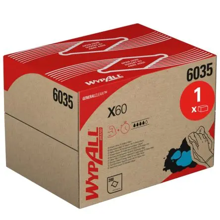 Produktfoto 1 von WYPALL WypAll® X60 General Clean™ 6035 Lappen für Industrielle Reinigung Rahmenklemme Trocken 200 pro Paket Stk. Weiß,