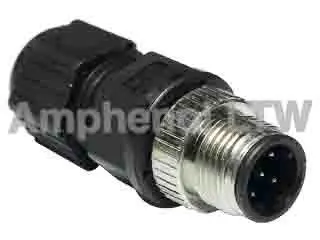 Produktfoto 1 von Amphenol Industrial SL8001 15.3 mm M12 Rundsteckverbinder Stecker 5-polig Stecker 4A Kabel IP68