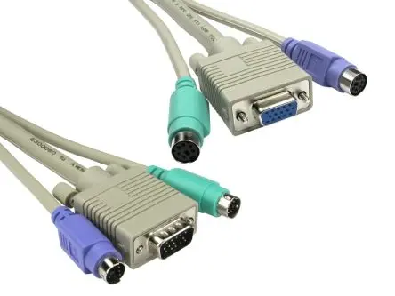 Produktfoto 1 von RS PRO KVM-Kabel, VGA / Stecker, PS2 x 2 / Buchse, Grau, 2 m