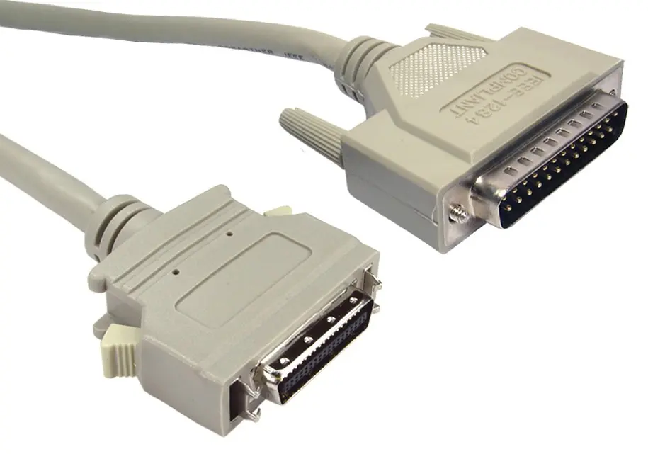 Produktfoto 1 von RS PRO Parallel-Kabel DB25-Stecker Stecker C36 Stecker L. 10 m, Grau