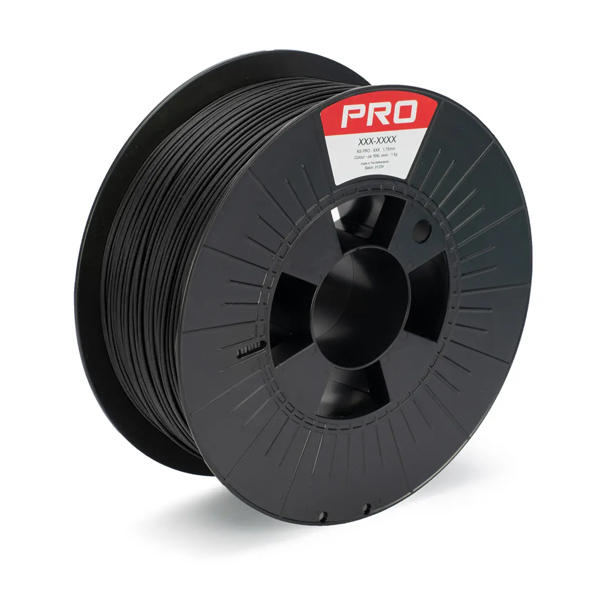 Produktfoto 1 von RS PRO PLA Matt 3D-Drucker Filament zur Verwendung mit Gängige Desktop-3D-Drucker, Mattschwarz, 1.75 mm, Fused