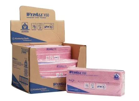 Produktfoto 1 von WYPALL WypAll® X50 7444 Lappen für Allgemeine Reinigung Rahmenklemme Trocken 25 pro Paket Stk. Rot, 418 x 247 mm