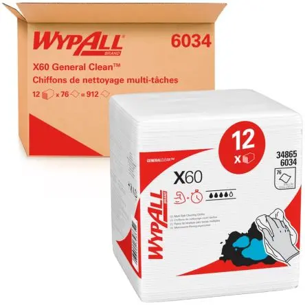 Produktfoto 1 von WYPALL WypAll Lappen für Allgemeine Reinigung Beutel Trocken 76 pro Paket Stk. Weiß, 305 x 318 mm Mehrmalige Verwendung