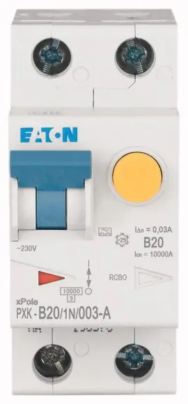 Produktfoto 1 von Eaton PXK PXK FI/LS-Schalter (RCBO) 20 A, 1-polig Typ B, Empfindlichkeit 30 mA