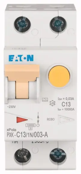 Produktfoto 1 von Eaton PXK FI/LS-Schalter (RCBO) 13 A, 1-polig Typ C, Empfindlichkeit 30 mA
