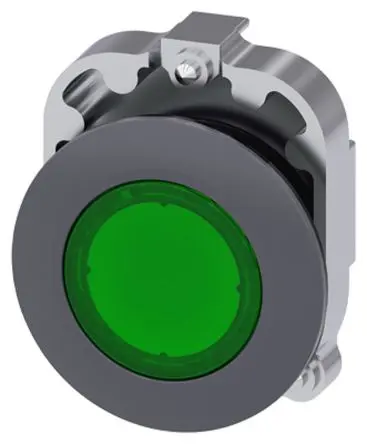 Produktfoto 1 von Siemens SIRIUS ACT Drucktastenkopf Ø 22 mm, Grün Rastend Rund Rund Metall, IP66