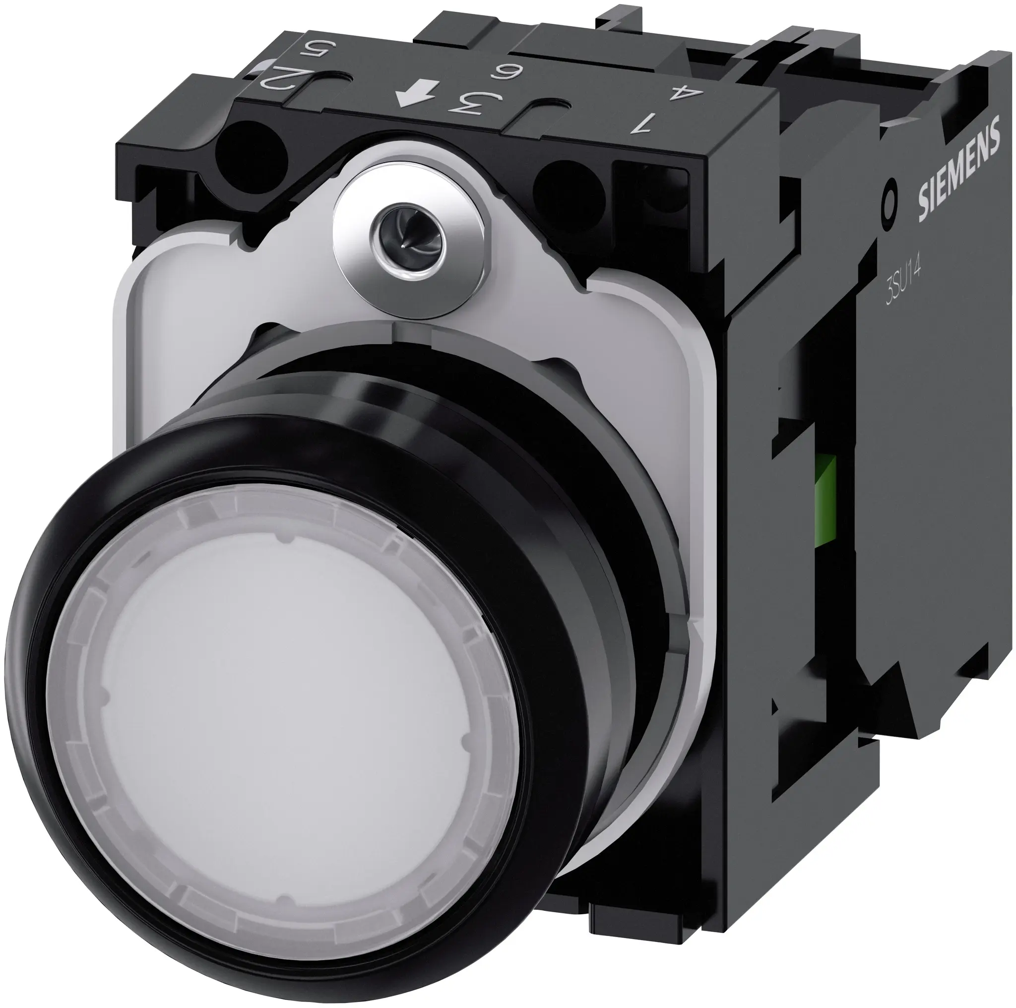 Produktfoto 1 von Siemens SIRIUS ACT 3SU11 Drucktasten-Kompletteinheit Beleuchtet Ø 22 mm, SPST Weiß