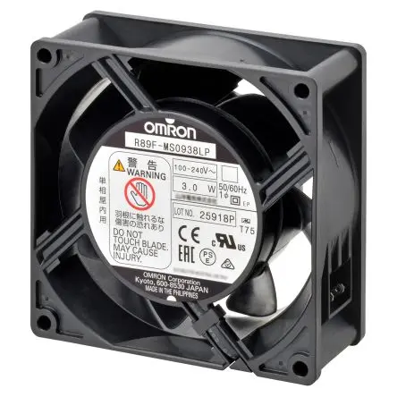 Produktfoto 1 von Omron R89F Axiallüfter, Kugel, 100V ac, 240 V ac / 4.5 W 80 mA, 3850 U/min, 1.5 m³/min 38 mm 92mm 92 mm