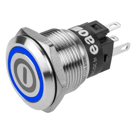 Produktfoto 1 von EAO 82 Druckschalter Blau Beleuchtet Rastend Panel Ø 19 mm, 1-poliger Umschalter / 3A 240 V dc 240 V ac, IP65, IP67